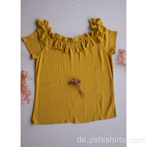 Frauen gelbe Farbe kurze Hemden
